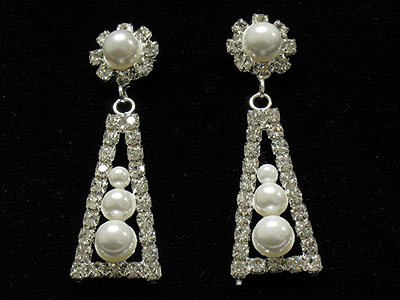 Rhinestone boutique style pears in invert triangle earring