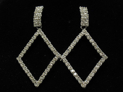 Rhinestone boutique style large diamond pattern dangle earring