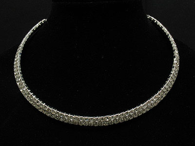 Rhinestone boutique style double rows chocker