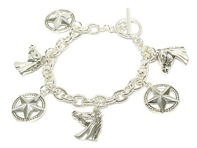 Horse head and star toggle bracelet