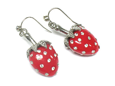 Crystal stud acryl strawberry drop earring