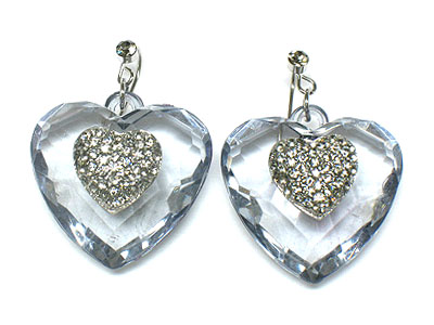 Lucite crystal heart earring