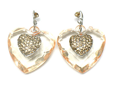 Lucite crystal heart earring