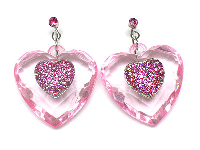 Lucite crystal heart earring