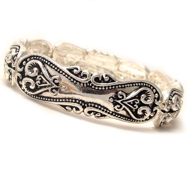 Multi arrowhead pattern filigree metal stretch bracelet