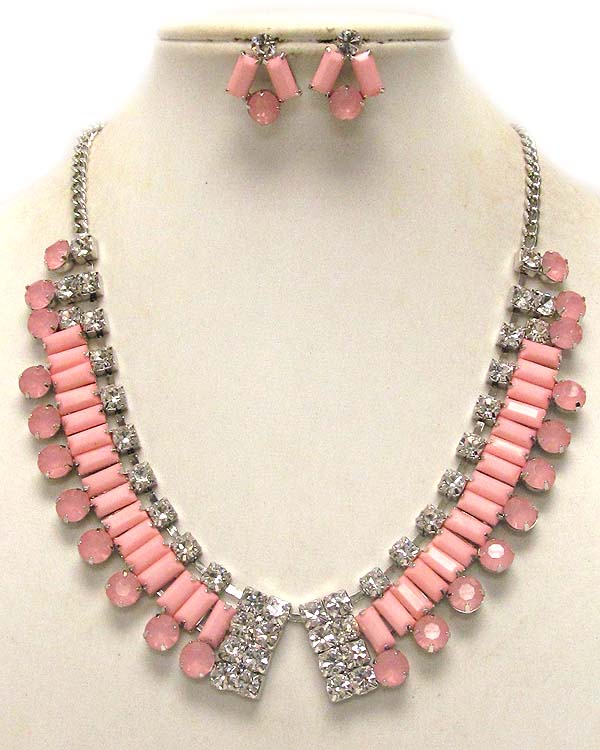 Multi crystal and acrylic mix deco necklace earring set