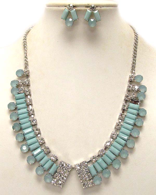 Multi crystal and acrylic mix deco necklace earring set