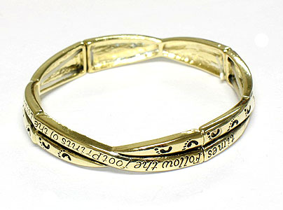 Foot print theme message stretch bracelet