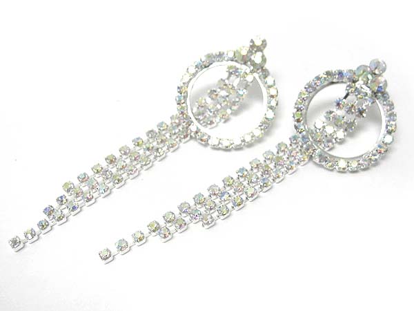 Rhinestone round and triple line drop earring