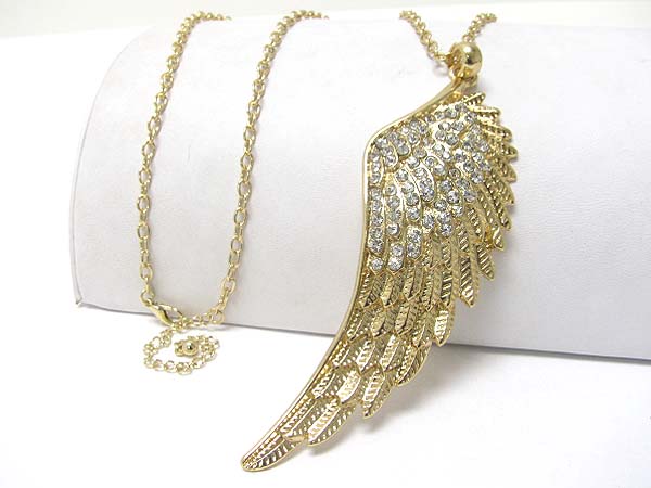 Crystal wing pendant necklace