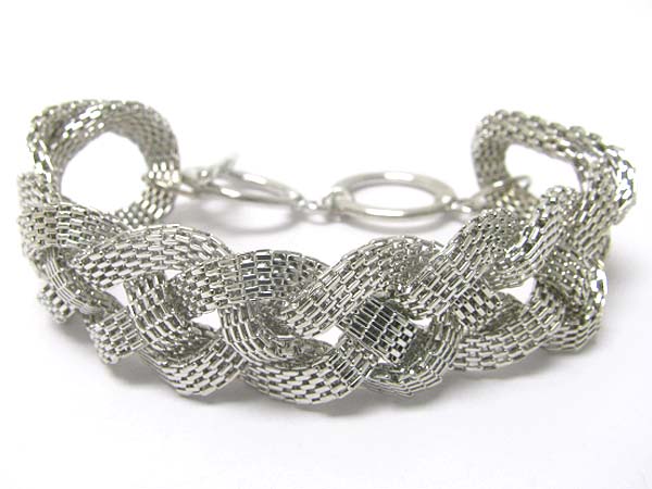 Braided metal chain link bracelet