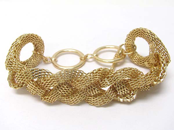 Braided metal chain link bracelet