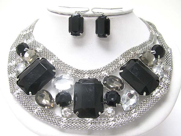 Acryl bubble metal tube chain necklace set