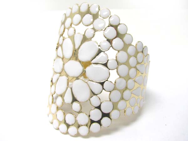 Enamel metal wide cuff bangle