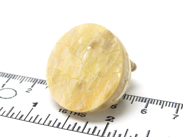 Round natural shell seed beads stretch ring