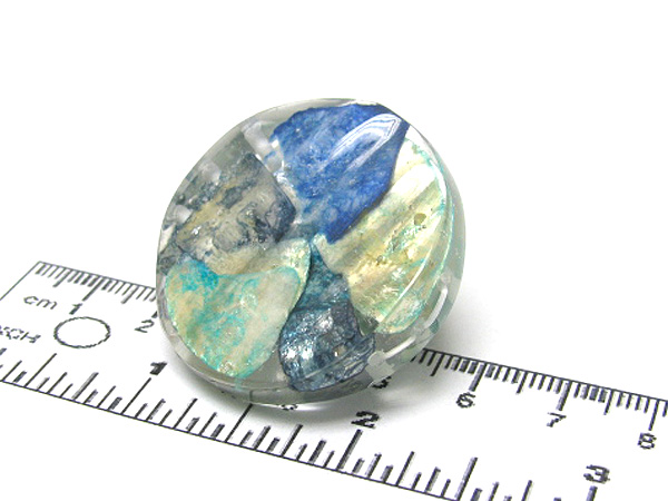 Natural sea shell murano glass round style seed bead stretch ring