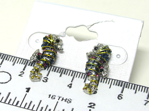 Crystal sea hores stud earring