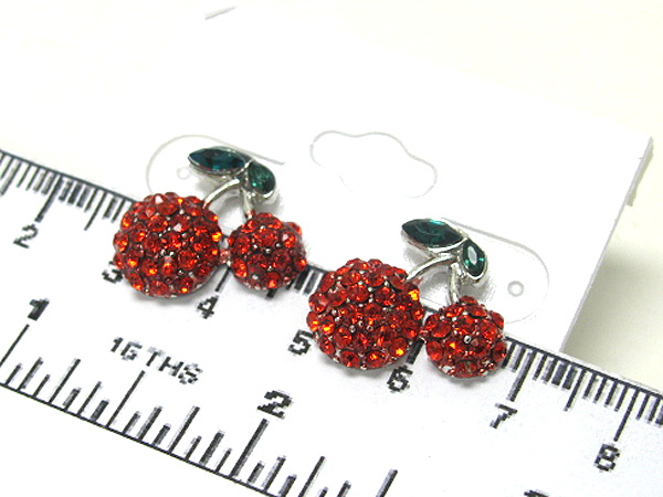 Crystal metal cherry stud earring