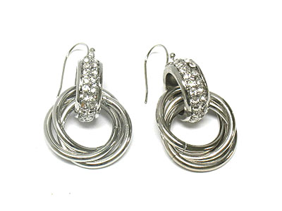 Crystal multi ring link earring