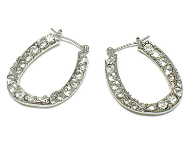 Crystal twisted u-shaped horse shoe earring