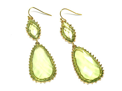 Facet cut coktail tear pattern drop earring