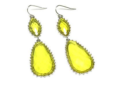 Facet cut coktail tear pattern drop earring