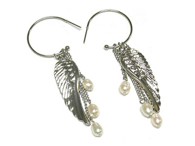 Multi fresh water pearl and wing dangles earring