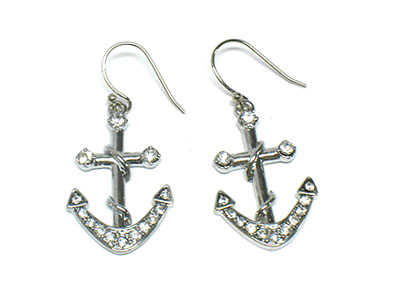 Crystal anchor drop earring