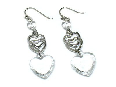 Facet cut heart cocktail drop earring