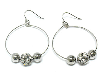 Crystal ball hoop earring - hoops