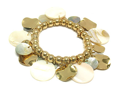 Multi shell disk and metal deco bracelet