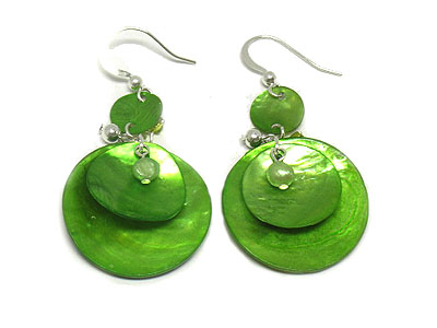 Dual shell diskes with small dangles earring