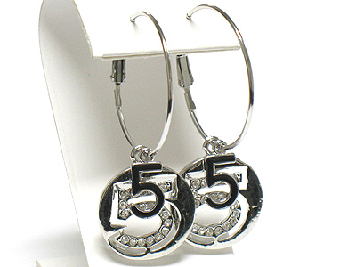 Made in korea whitegold plating  crystal number 5 earring