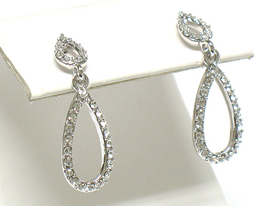 Made in korea whitegold plating crystal tear drop earring 