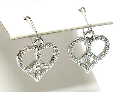 Made in korea whitegold plating crystal peace heart earring