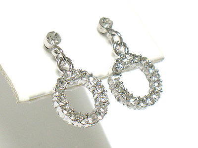 Made in korea whitegold plating crystal round drop  earring