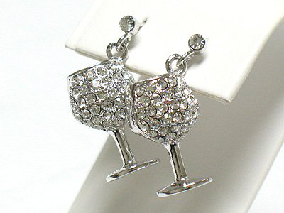 Made in korea whitegold plating crystal wine glass drop earring