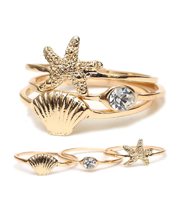 Sealife stackable multi ring combo set of 3