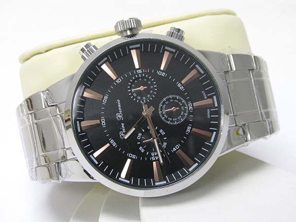 Stainless steel mens metal band watch