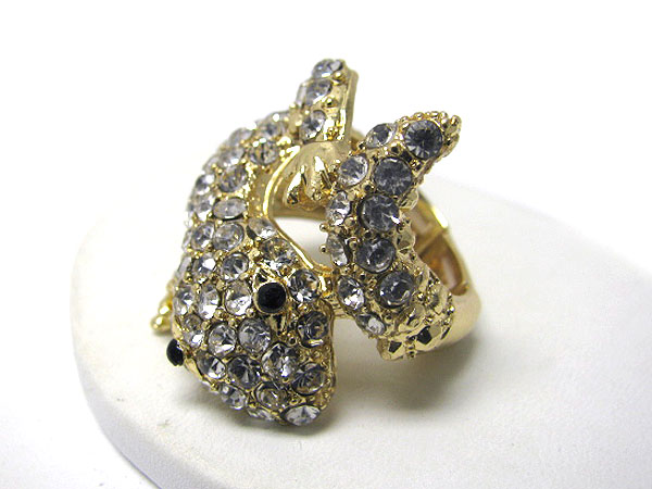 Crystal deco lizard stretch ring