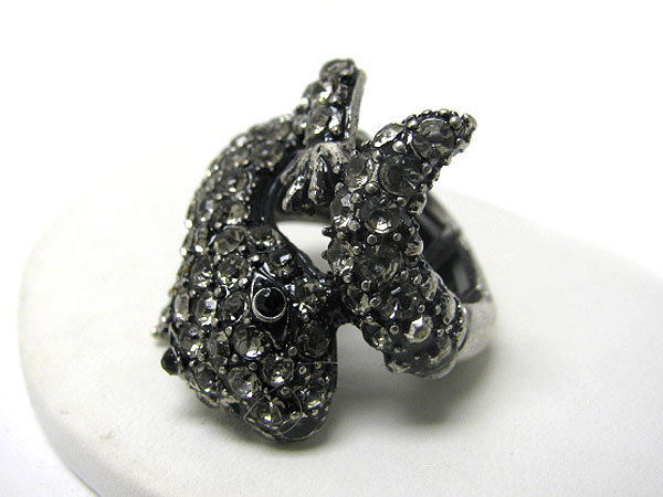 Crystal deco lizard stretch ring