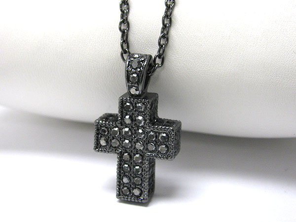 Crystal deco cross necklace