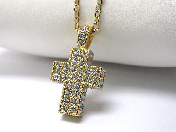 Crystal deco cross necklace