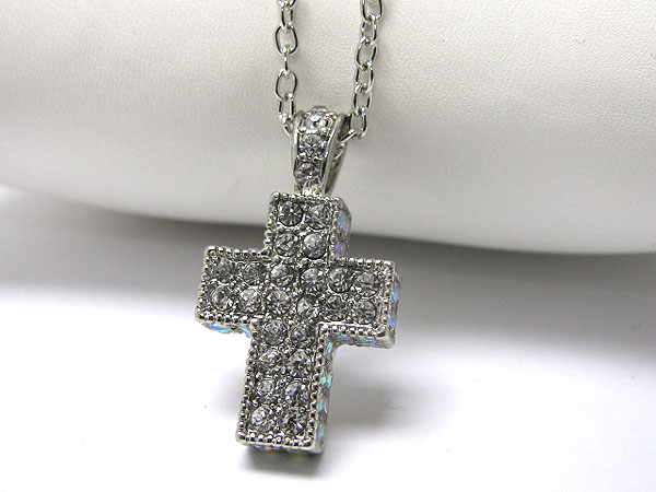 Crystal deco cross necklace