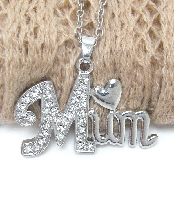 Crystal love mom pendant necklace