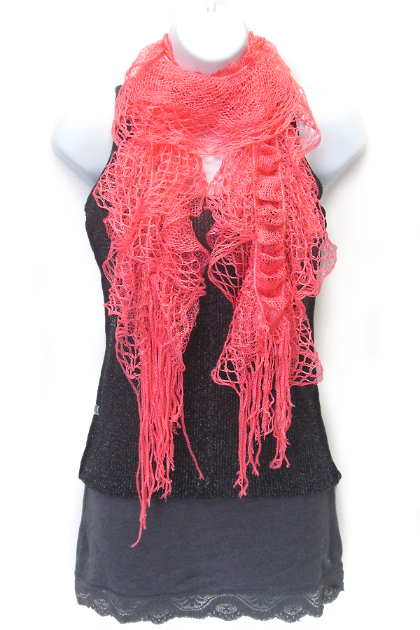 Fringe fish net scarf