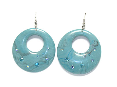 Round crystal stud marble earring