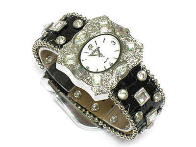 Multi ab and clear crystal face watch