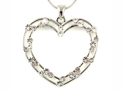 Made in korea whitegold plating crystal heart necklace