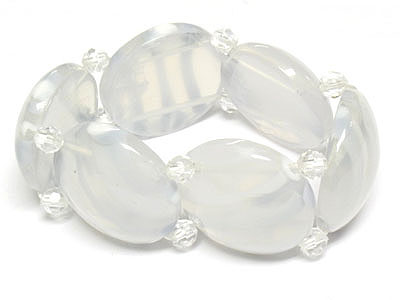 Round marble disk link stretch bracelet